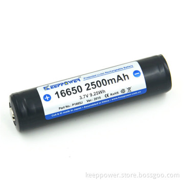 KeepPower 3.7V sanyo 16650 2500mah protected li-ion battery 16650 P1665J